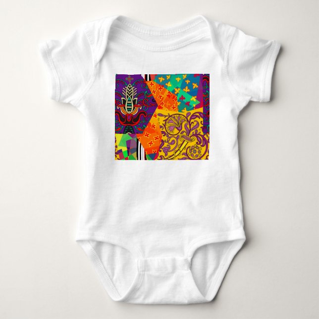 Indian Turkish Festive Patchwork Mandala Baby Strampler (Vorderseite)