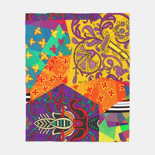 Indian Turkish Festive Patchwork Mandala Fleecedecke (Vorderseite)