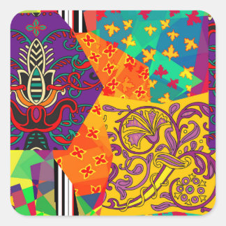 Indian Turkish Festive Patchwork Mandala Quadratischer Aufkleber