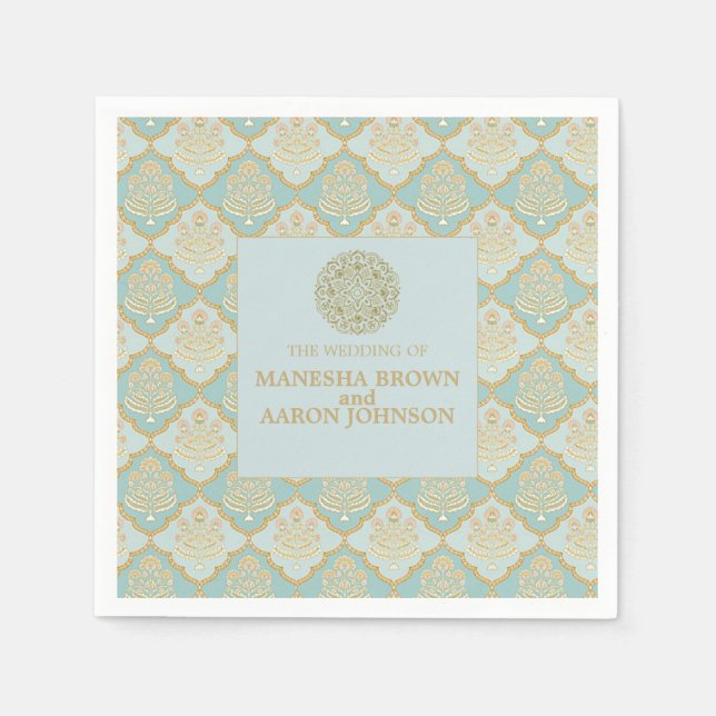 INDIAN TURQUOISE - Hochzeitscocktail Napkin Serviette (Vorderseite)