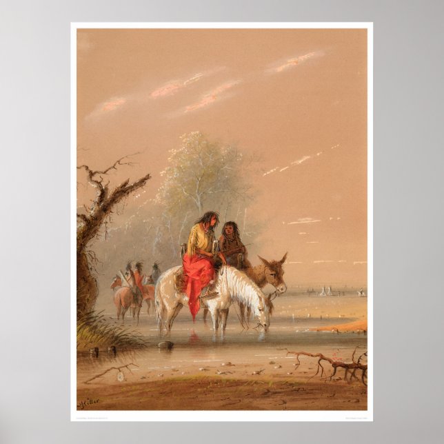 Indian Watering their Mounts (1068A) Poster (Vorne)