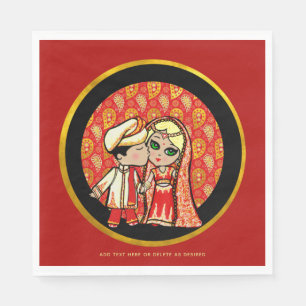 Indian Wedding Blonde Bride Niedlicher Cartoon Cus Serviette