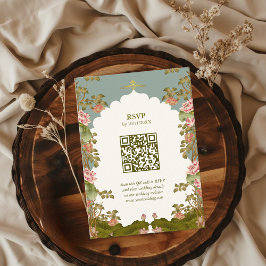 Indian Wedding Floral Lotus Oriental QR Code UAWG Begleitkarte