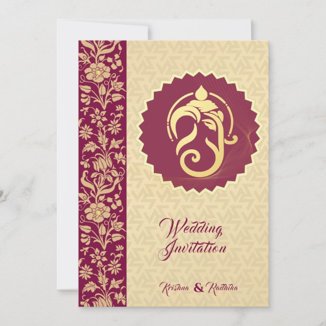 Indian wedding Ganesha hindu invitation Einladung (Vorderseite)
