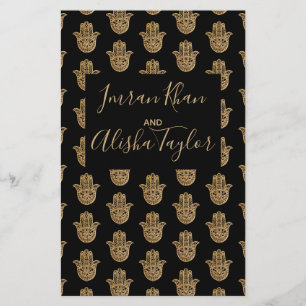 Indian Wedding Gold hamsa Henna Ankündigung Briefpapier
