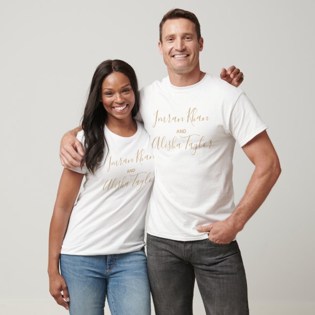 Indian Wedding Gold hamsa Henna Ankündigung T-Shirt (Unisex)