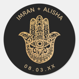 Indian Wedding Gold hamsa Henna Envelope Siegel Runder Aufkleber