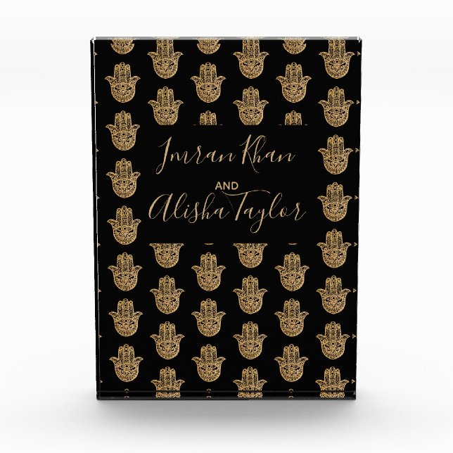 Indian Wedding Gold hamsa Henna Willkommen Fotoblock (Vorderseite)