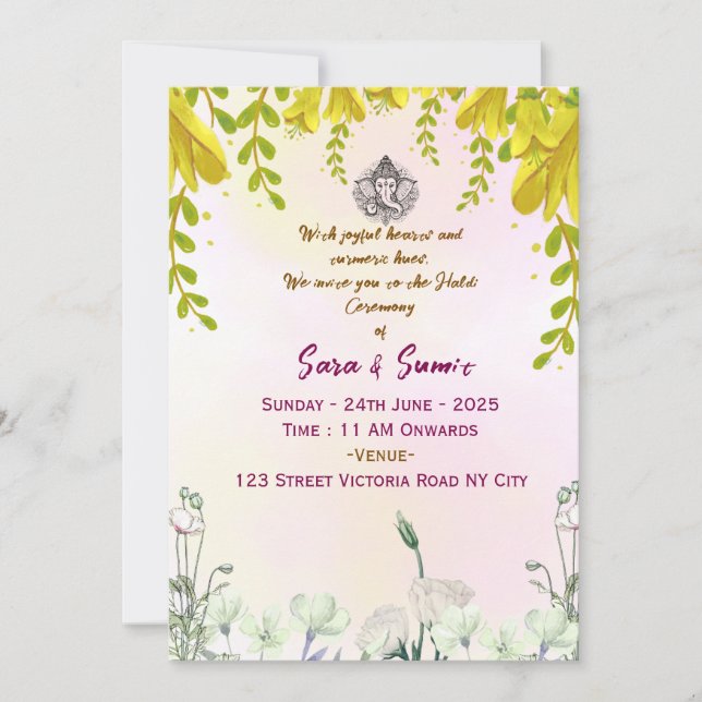 Indian Wedding Haldi Ceremony Invitations  Einladung (Vorderseite)
