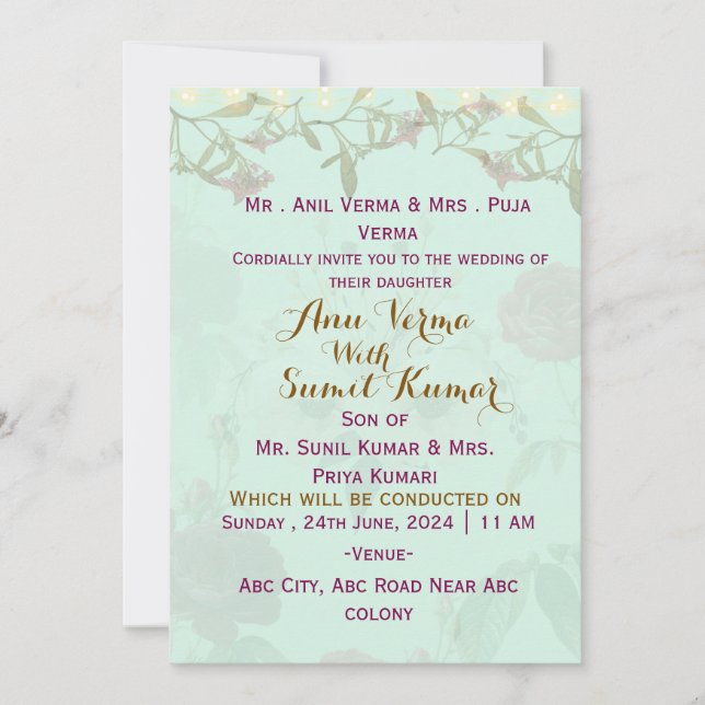 Indian Wedding Invitations  (Devant)
