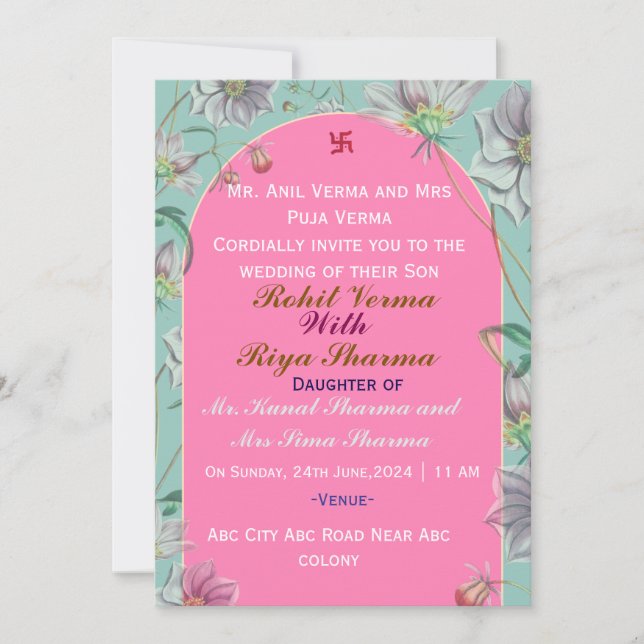 Indian Wedding Invitations  (Devant)