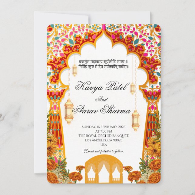 Indian Wedding Invitations for USA Einladung (Vorderseite)