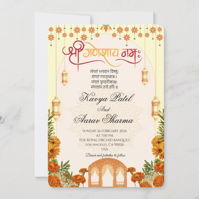Indian Wedding Invitations for USA Einladung (Vorderseite)