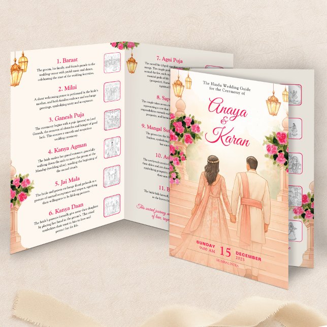 Indian Wedding Program Guide Hindu Zeremonie Shaad Flyer (Elegant Indian Wedding Program Hindu Ceremony Guid Flyer)