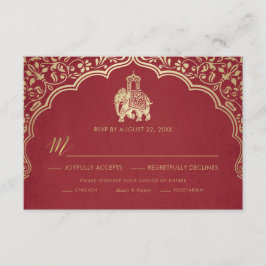 Indian Wedding RSVP Card, White and Gold Einladung