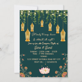 Indian Wedding Sangeet Night Ceremony Invitations Einladung
