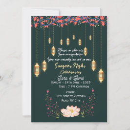 Indian Wedding Sangeet Night Ceremony Invitations Einladung
