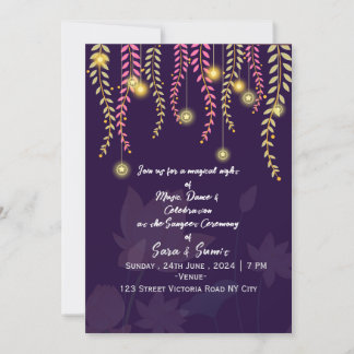Indian Wedding Sangeet Night Ceremony Invitations Einladung