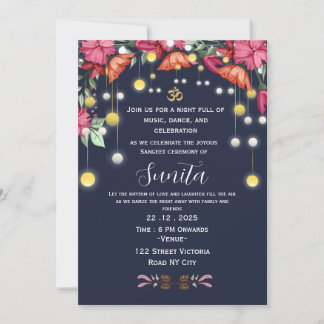 Indian Wedding Sangeet Night Invitation  Einladung