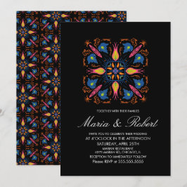 Indian Wedding Theme Elephant Floral Black Einladung
