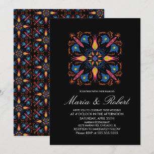 Indian Wedding Theme Elephant Floral Black Einladung