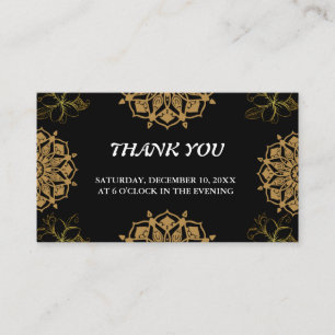 Indian Wedite Invite Damask Gold Winter Black Begleitkarte