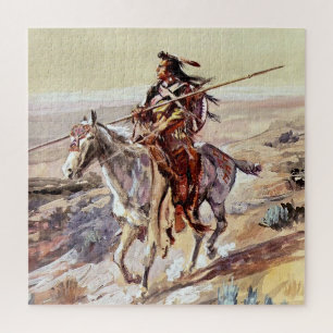 "Indian With Spear" Cowboy Art von Charles Russell