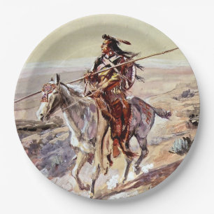 "Indian With Spear" Cowboy Art von Charles Russell Pappteller