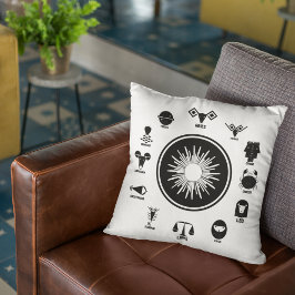 Indian Zodiac - 12 Vedic Signs in Geometric Style Kissen