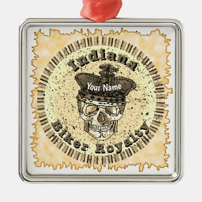 Indiana Biker  Ornament Aus Metall (Vorne)
