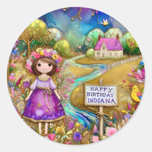 INDIANA ~ BIRTHDAY SWEET GIRL ~ RUNDER AUFKLEBER