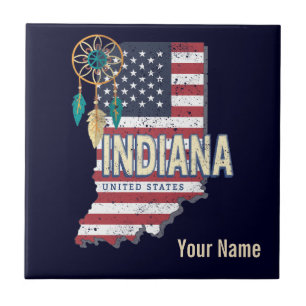 Indiana Bundesstaat Vereinigte Staaten Retro-Karte Fliese