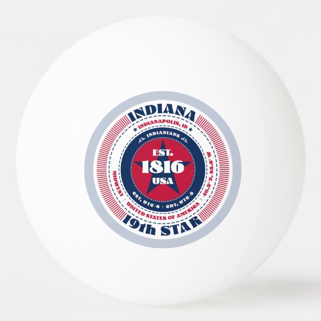 Indiana Circle, Red, White and Blue Tischtennisball (Vorderseite)