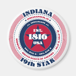 Indiana Circle Typografy Souvenir Magnet