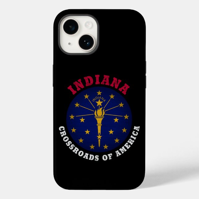INDIANA CROSSROADS STAAT FLAG Case-Mate iPhone 14 HÜLLE (Rückseite)