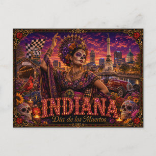 Indiana Día de los Muertos Retro Postkarte