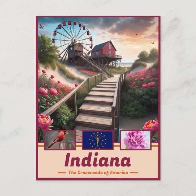 Indiana Dreamscape: Surreal Staat Masterpiece Postkarte (Vorderseite)