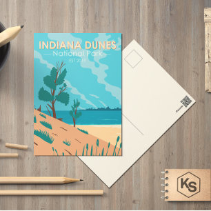 Indiana Dunes National Park Antik Postkarte