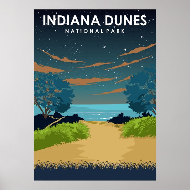 Indiana Dunes National Park Vintage Travel Poster (Vorne)