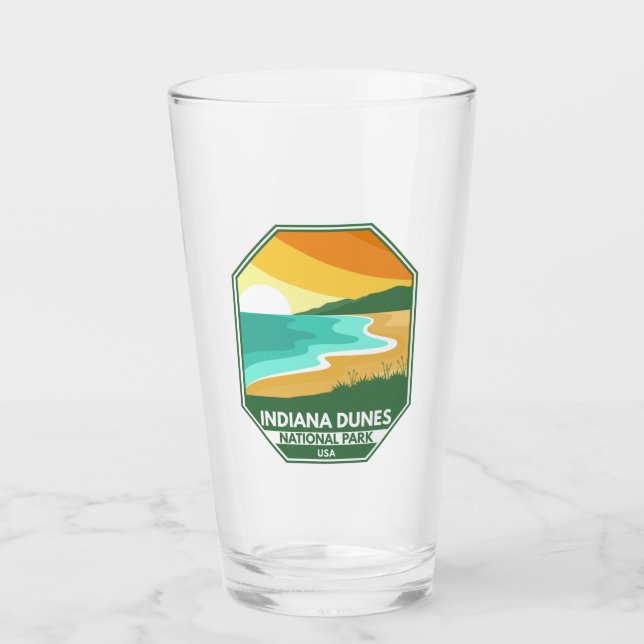 Indiana Dunes Nationalpark Minimal Retro Emblem Glas (Vorderseite)