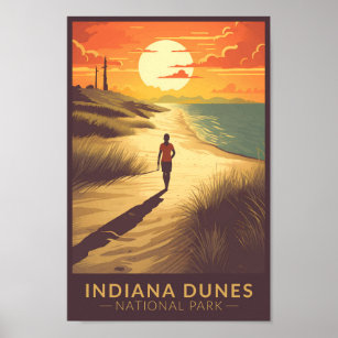Indiana Dunes Nationalpark Reisen Vintag Poster