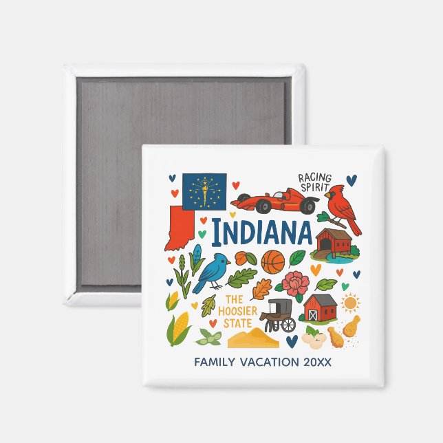 Indiana Family Trip Keepsake Custom Magnet (Vorderseite/Rückseite)