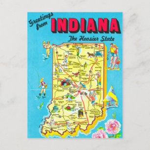 Indiana farbige Karte Postkarte