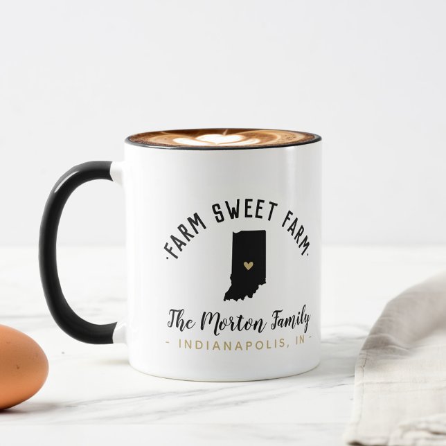 Indiana Farm Sweet Farm Family Monogram Tasse (Von Creator hochgeladen)