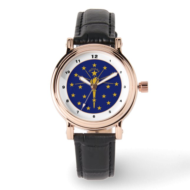 Indiana Flag & Indiana fashion USA /design watch Armbanduhr (Vorderseite)