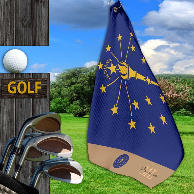 Indiana Flag & Indiana mit Monogramm / Golftücher Golfhandtuch (Von Creator hochgeladen)