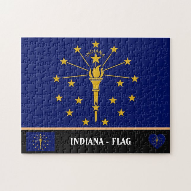 Indiana Flag & Indiana Staat USA/Amerika (Horizontal)