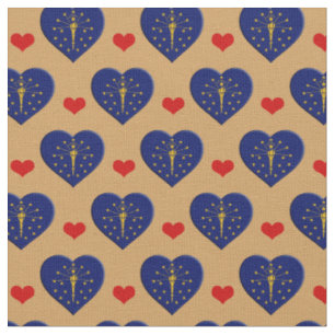 Indiana Flag & Red Heart mode Fabric / USA Stoff