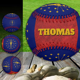 Indiana-Flagge, Indiana, Monogramm/Baseball-Bälle Baseball