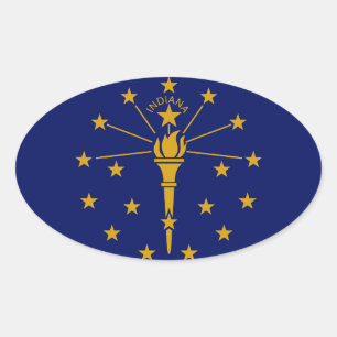 Indiana-Flagge Ovaler Aufkleber